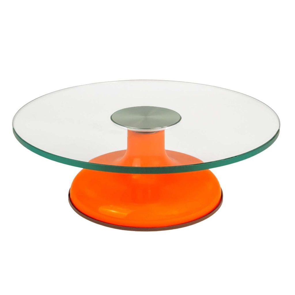 Intirilife Kuchenplatte drehbarer Tortenständer mit rutschfestem Standfuß in Orange - 30 x 10 cm - Teller Platte für Kuchen Torten Runde Servier...