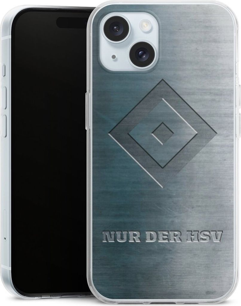 DeinDesign Handyhülle für Apple iPhone 15 Silikon Hülle Case Smartphone Schutzhülle HSV Hamburger SV Metallic Look
