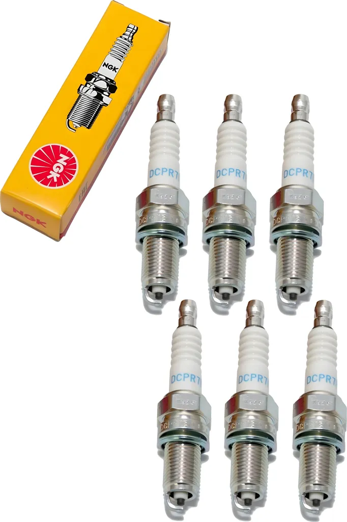 Set di candele NGK 6x DCPR7E con soppressione delle interferenze, filettatura lunga 19,0 mm Ø 12,0 mm esagono 16,0 mm, distanza tra gli elettrodi 0,85 mm, potere calorifico 7, 3932 / 4415