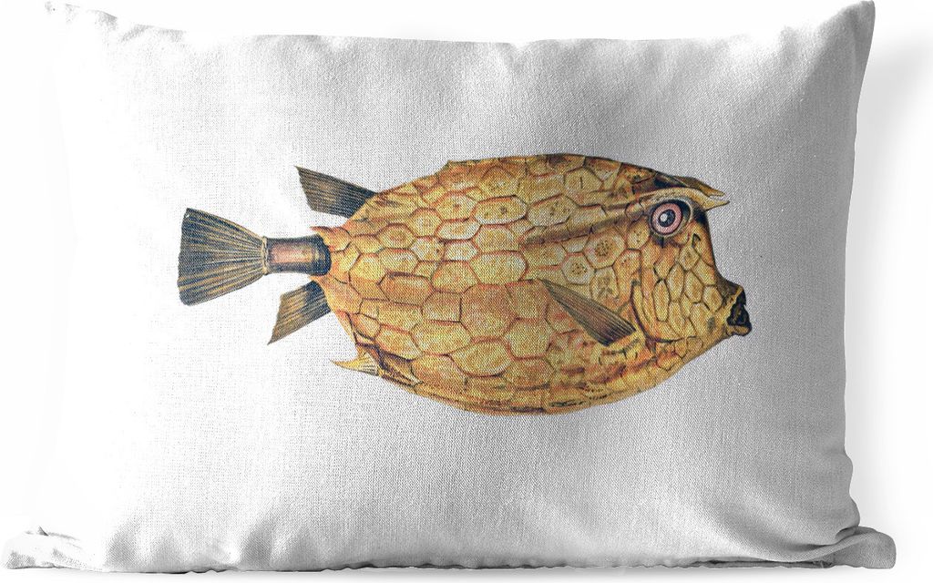 MuchoWow Outdoor Kissen - Fisch - Realismus - Gold - 50x30 cm - Wetterfest - Lounge Kissen - Sofa kissen - Wohnzimmer Dekoration