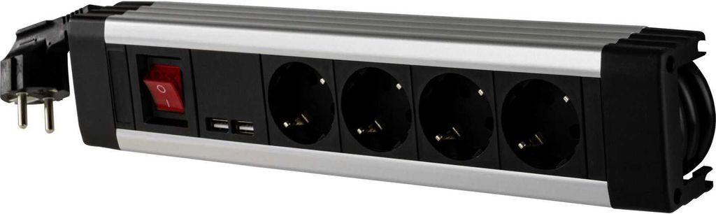 Presa REV a 4 vie + interruttore KS USB SupraLine nero Immagine del prodotto 