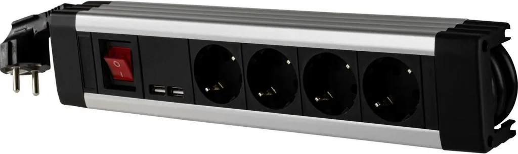 Multipresa Professionale REV SupraLine 4 Prese + USB | Resistente Nero