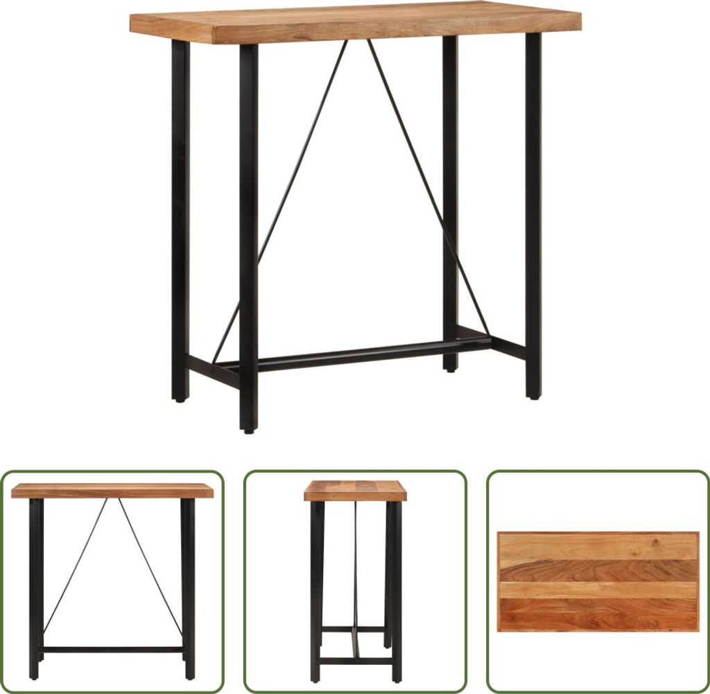 The Living Store Bartisch 110x55x107 cm Massivholz Akazie und Eisen