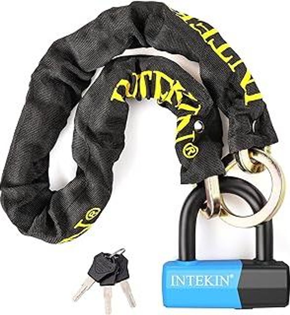 Motorradschloss 100cm lang, Hohe Sicherheit Motorrad/Fahrrad Kettenschloss 10mm dick, Fahrradschloss Kette mit 16mm U-Schloss für Motorrad, E-Bike...