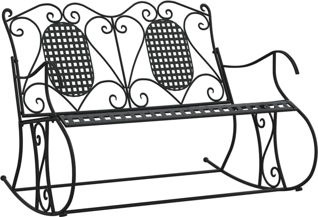 vidaXL Banc à bascule 2 places 113 cm en acier noir pour votre jardin