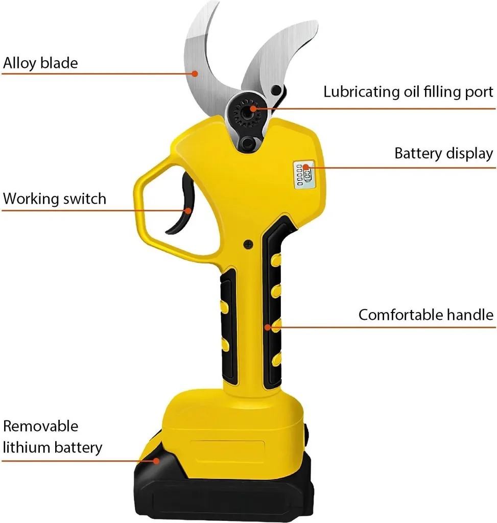Cisaille de jardin électrique 40mm jaune pour taille précise sans fil - 7