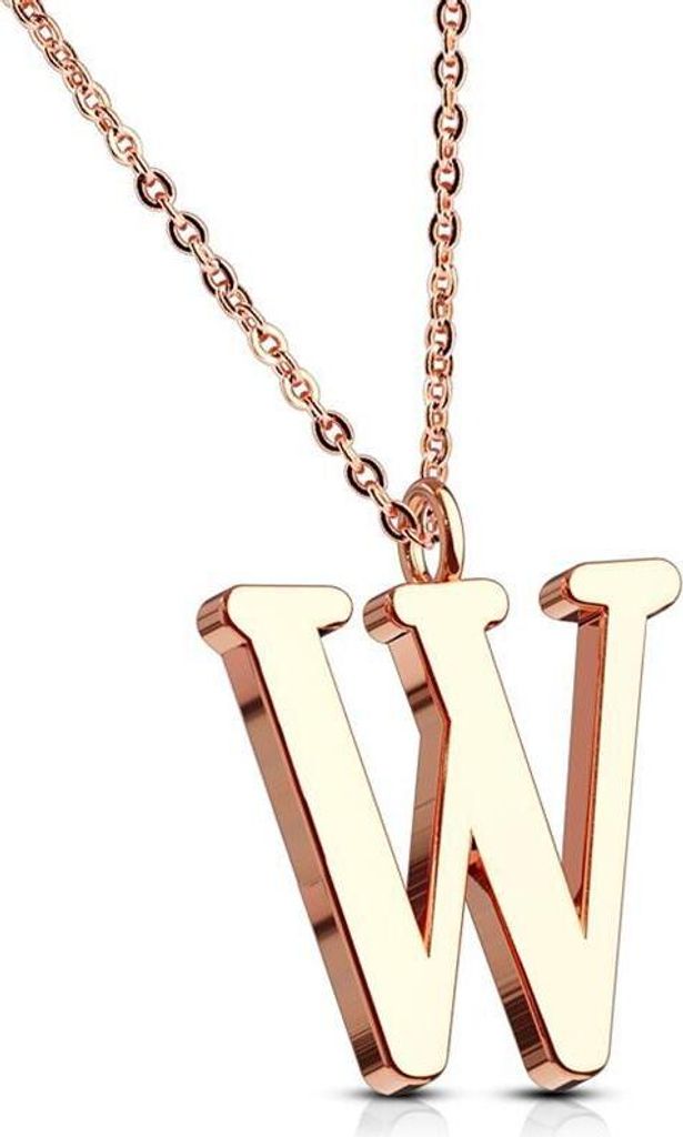 W - Kette Buchstaben Anhänger Rosegold aus Edelstahl Damen W