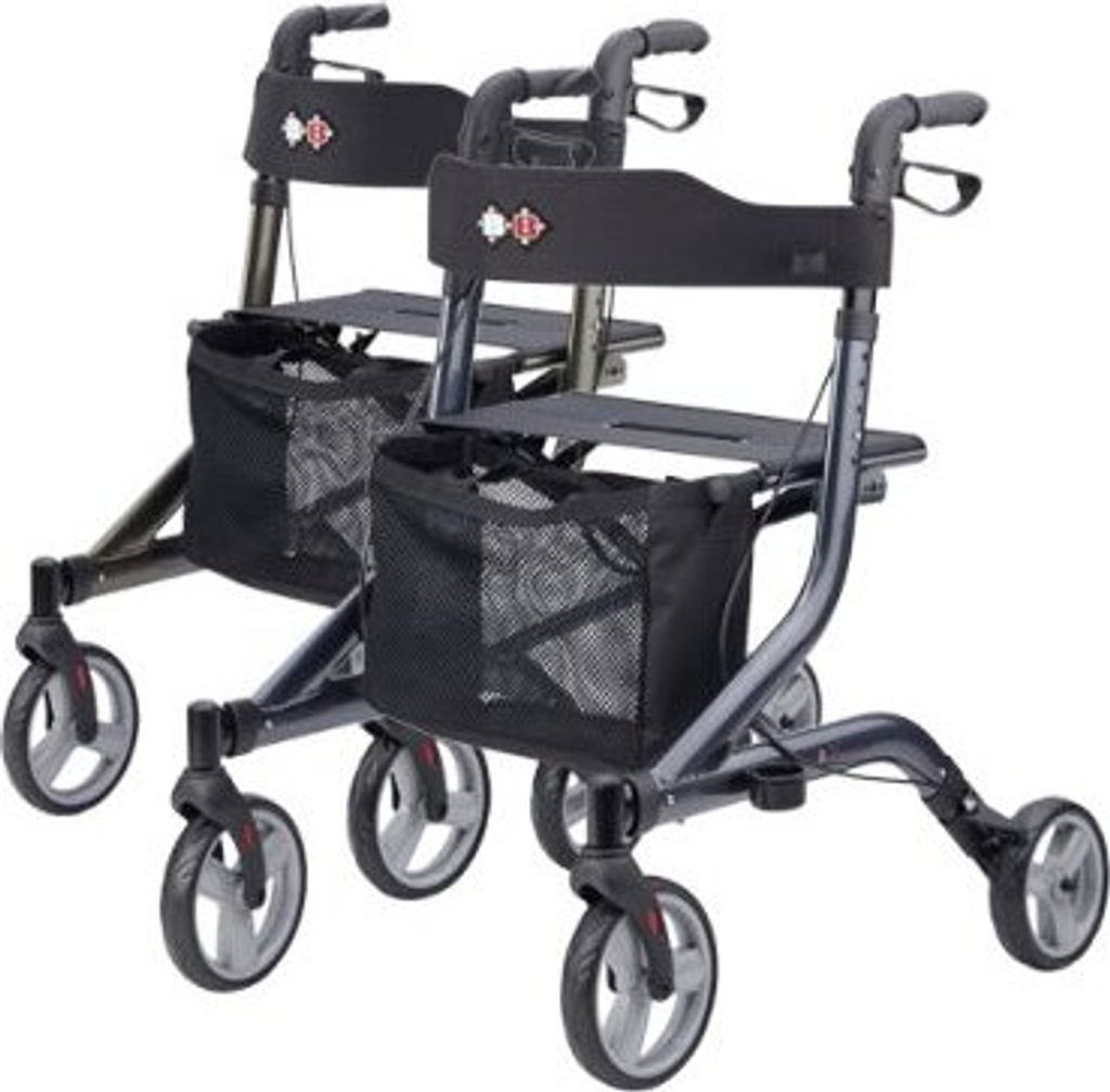 Rollator CAPERO m.Rückengurt,Stockhalter,Tasche,platin, Produktbild 