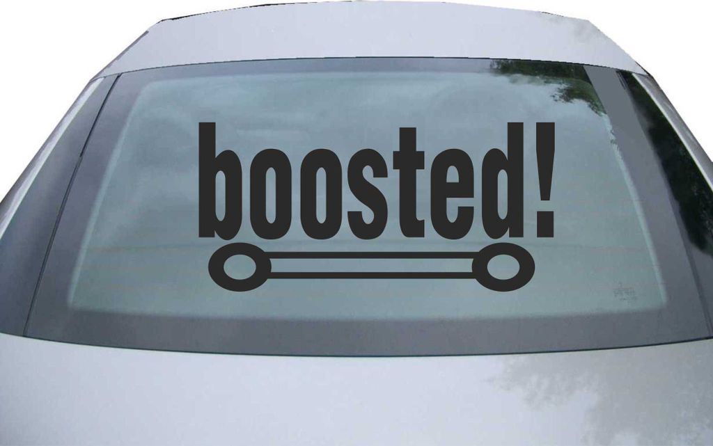 Indigos UG - Aufkleber Heckscheibe & Motorklappe DE6116 - schwarz - 600x285 mm - boosted! - Auto Scheiben Fenster Heckklappe Tuning Racing JDM - Di...