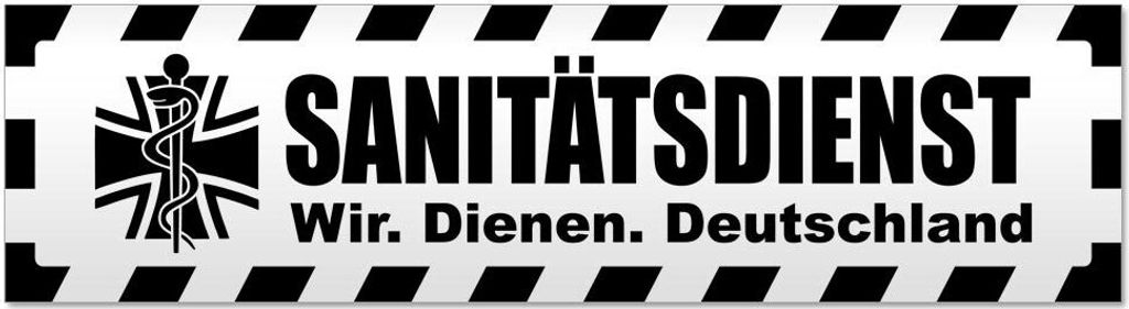 Kiwistar Sanitätsdienst gestreift Magnetschild Schild magnetisch - 45cm Schwarz - Magnetfolie für Auto PKW Kfz