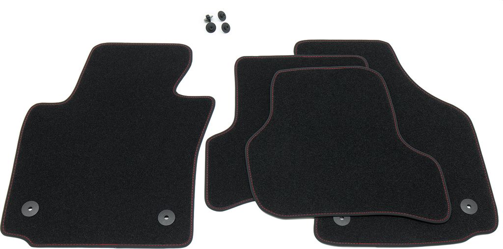 Exclusive Fußmatten passend für Seat Leon 2 1P FR Cupra Style Bj. 2005-2012, Naht:Rot