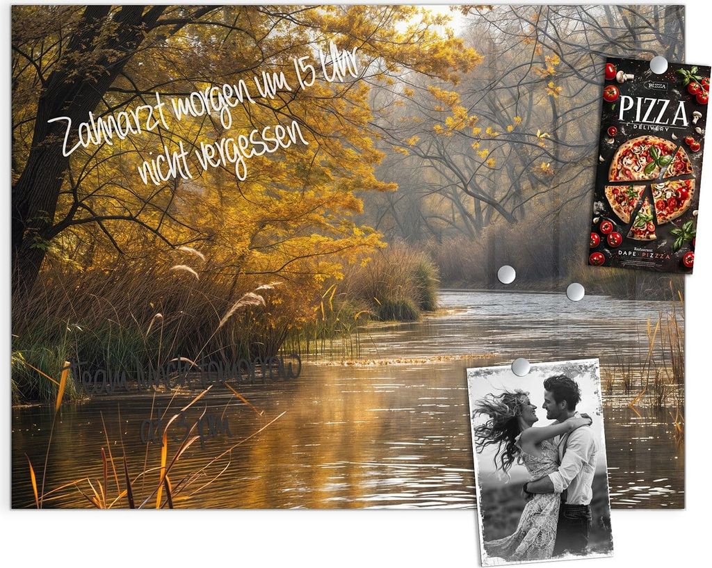 Magnettafel 120x90cm Pinnwand Whiteboard beschreibbar - Herbstliches Ufer