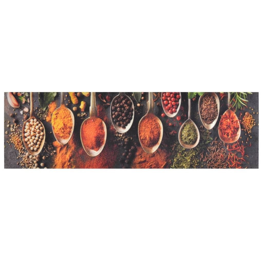 vidaXL Küchenteppich Waschbar Löffel & Gewürze 45x150 cm Produktbild 