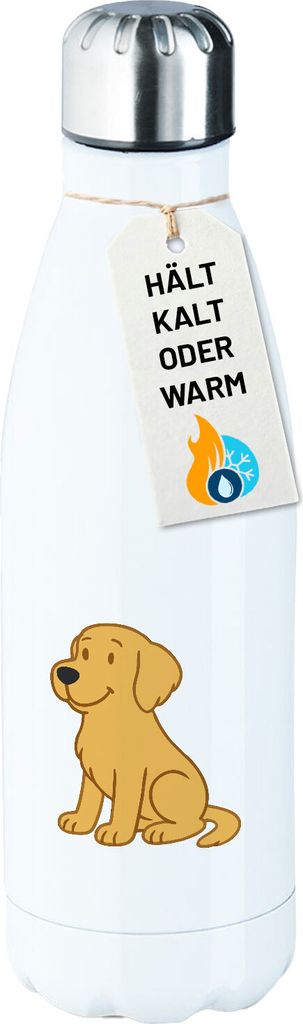 Huuraa Trinkflasche Golden Retriever Goldie Comic 500ml White Edelstahl Wasserflasche Trinkflasche Geschenkidee