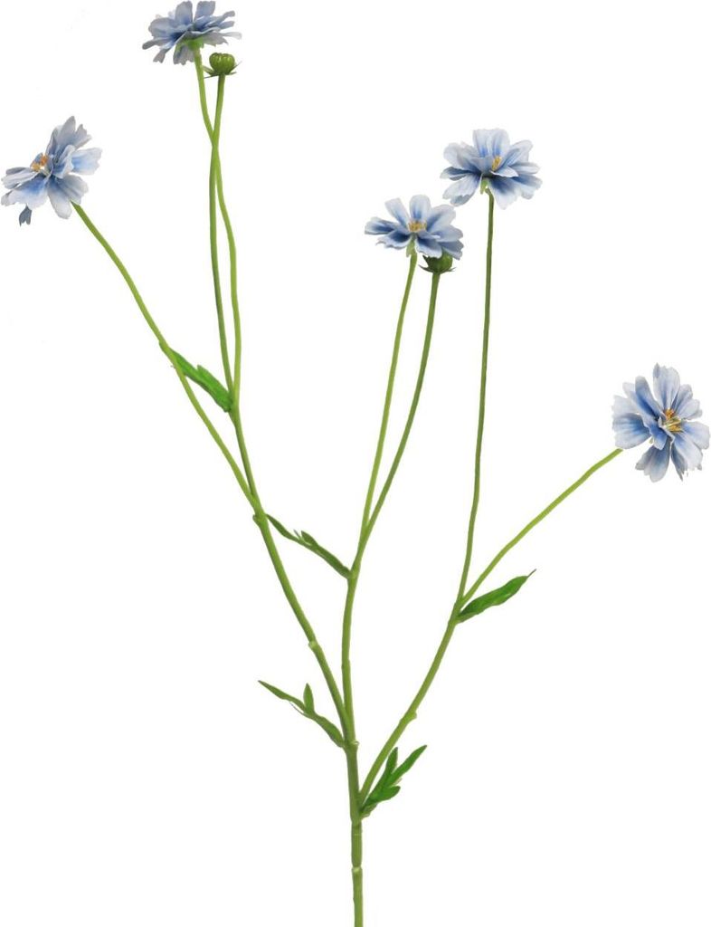artplants.de Dekozweig Flockenblume TAOTAO, blau, 65 cm - Künstliche Blume