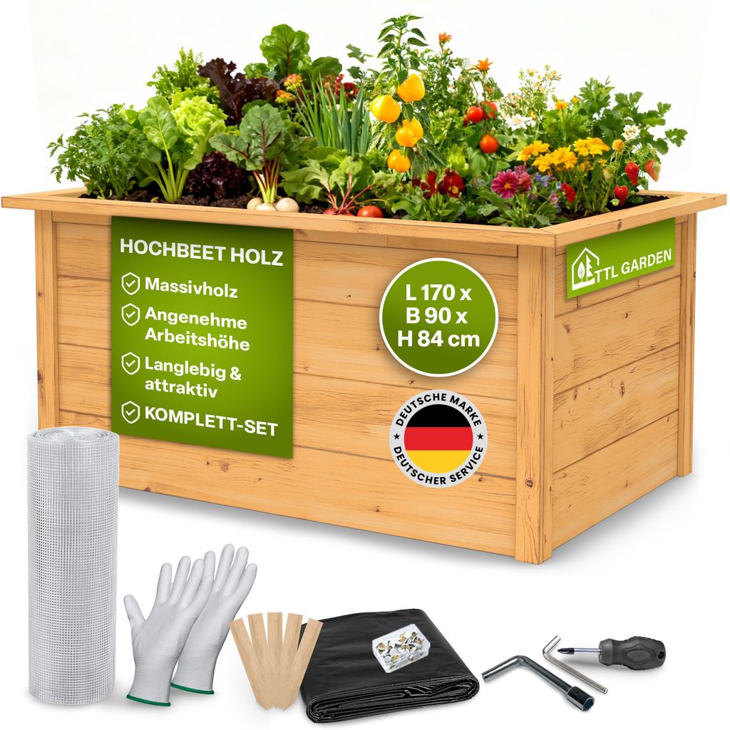 TTL GARDEN Hochbeet LARENA L aus Holz 170×90×84 cm – inkl. Produktbild 