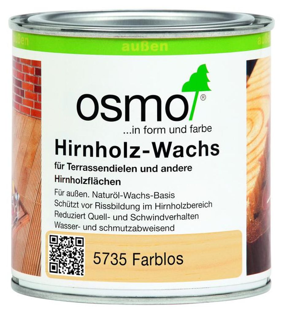 Osmo Hirnholz Wachs farblos zum Schutz von Hirnholzenden 375ml