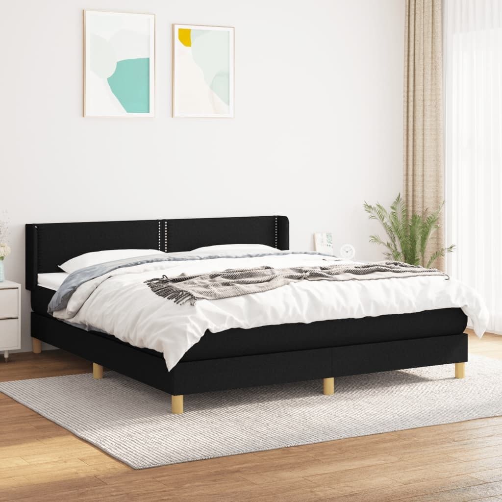 Design Möbel Boxspringbett mit Matratze Schwarz 180x200 cm Stoff - 2024 Neu