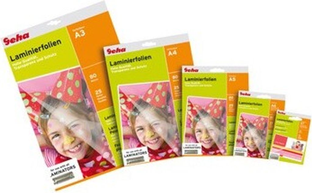 GEHA Laminierfolie SET A4-A7 25er Pack 80 Mic