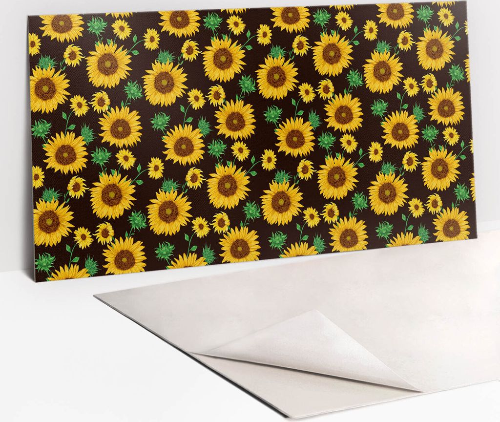 Dekorative PVC Wandpaneele - Küchenpaneele Rückwand hart Innenwand - 100 x 50 - Gelbe Sonnenblumen