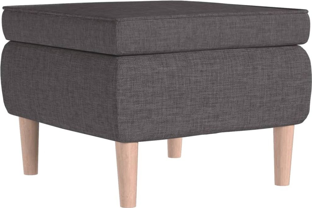Hocker mit Holzbeinen Dunkelgrau Stoff