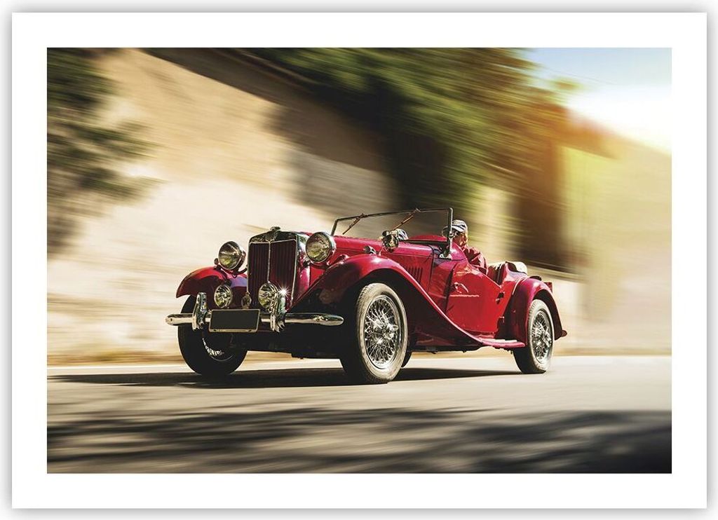 Poster - Poster ohne Rahmen - Mg Rot Auto - 70x50 cm - Wand Bild - Wanddeko - Wandbilder - Kunstposter - Wandposter - Bilder - Kunstdruck - Wanddek...