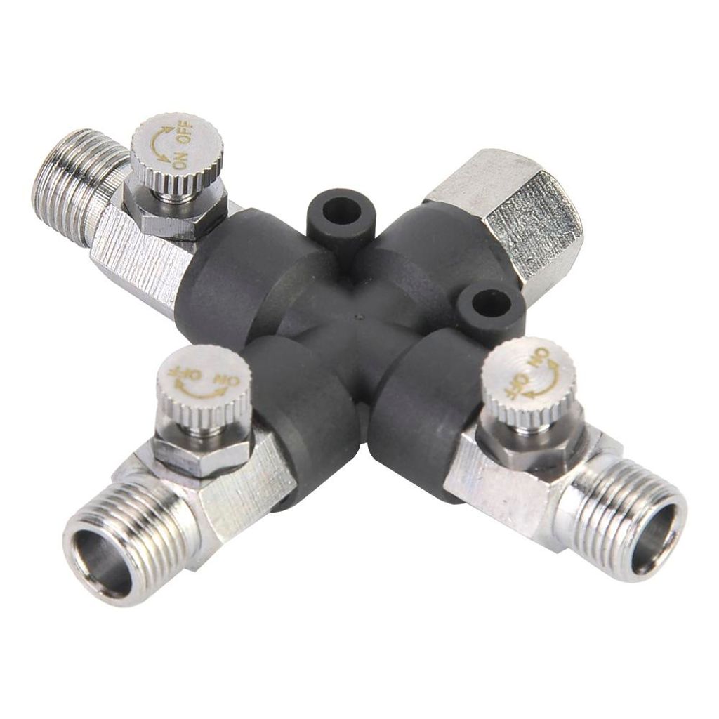 1/8" Dreifach Luftverteiler Metall, Verstellbarer Airbrush Adapter, für Airbrush Kompressor & Druckluftschlauch Verbindung