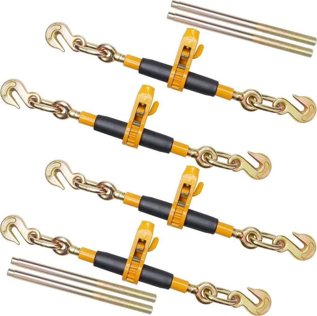 Ratschenkette, 3/8"-1/2" Hochleistungs-Ladungssicherungsvorrichtung, mit G80-Haken, 12000 lbs sichere Belastungsgrenze, arbeitssparender rutschfest...