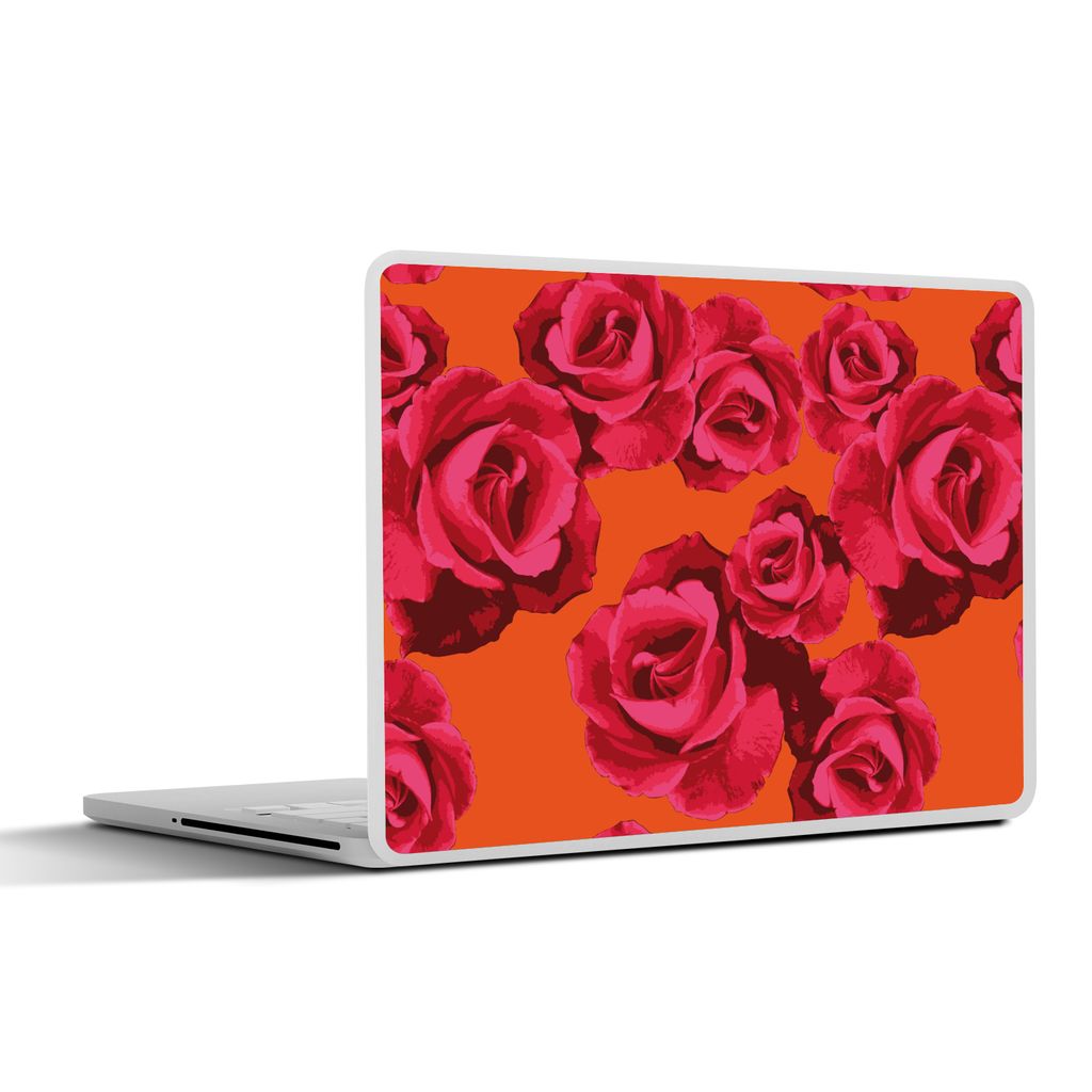 MuchoWow Laptop Aufkleber Sticker Cover Rosen - Orange - Muster 25x18 cm - Laptop-Deko