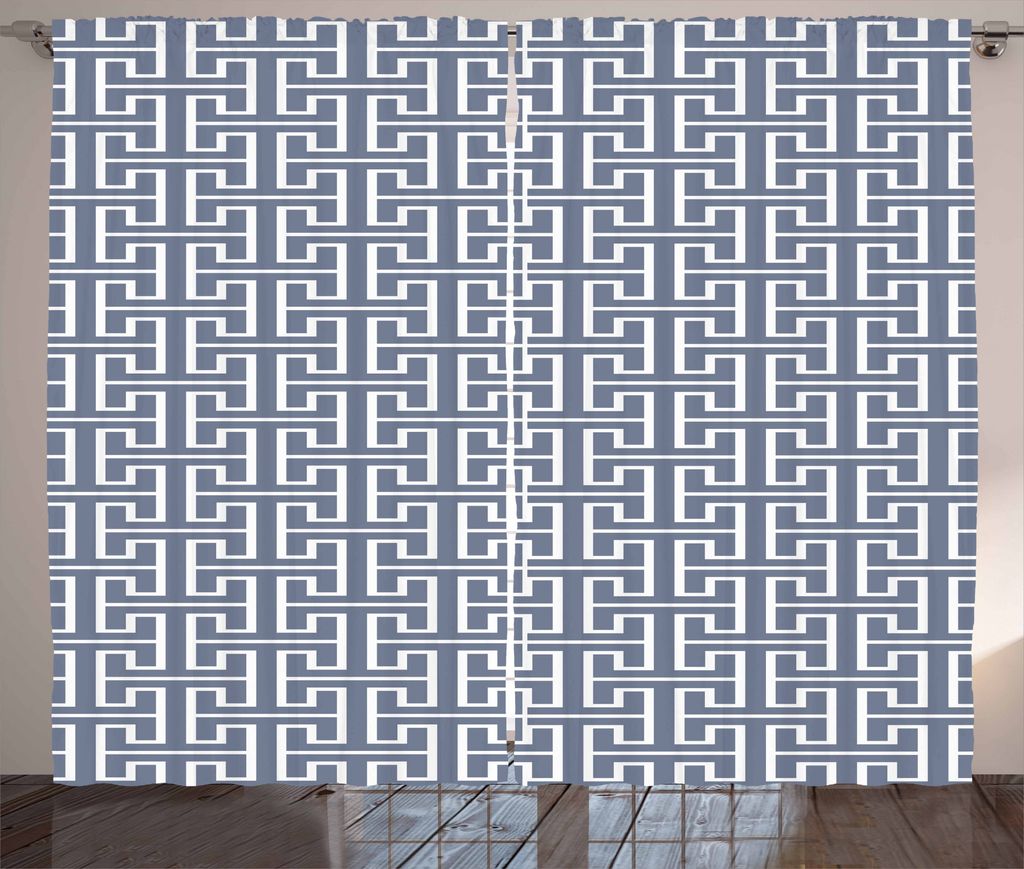 ABAKUHAUS Geometrisch Rustikaler Gardine, Japanische Bodenausführung, Schlafzimmer Kräuselband Vorhang mit Schlaufen und Haken, 280 x 175 cm, Gra...