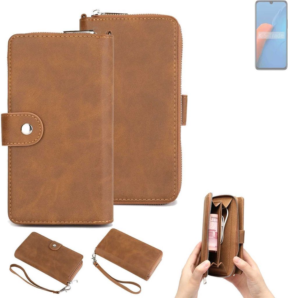 K-S-Trade Handyhülle Schutzhülle kompatibel mit Infinix Note 12i 2022 & Portemonnee Tasche Handytasche Case Etui Geldbörse Wallet braun (1x)