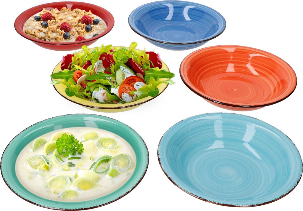 6er Set Colour Power Capri Suppenteller Retro-Stil Ø 21 cm Produktbild 