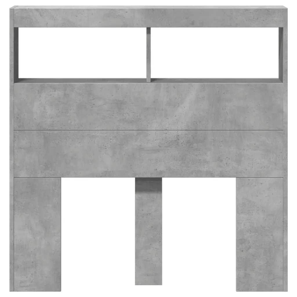 Tête de lit LED Gris Béton : Rangement intégré 100 cm pour chambre rangée
