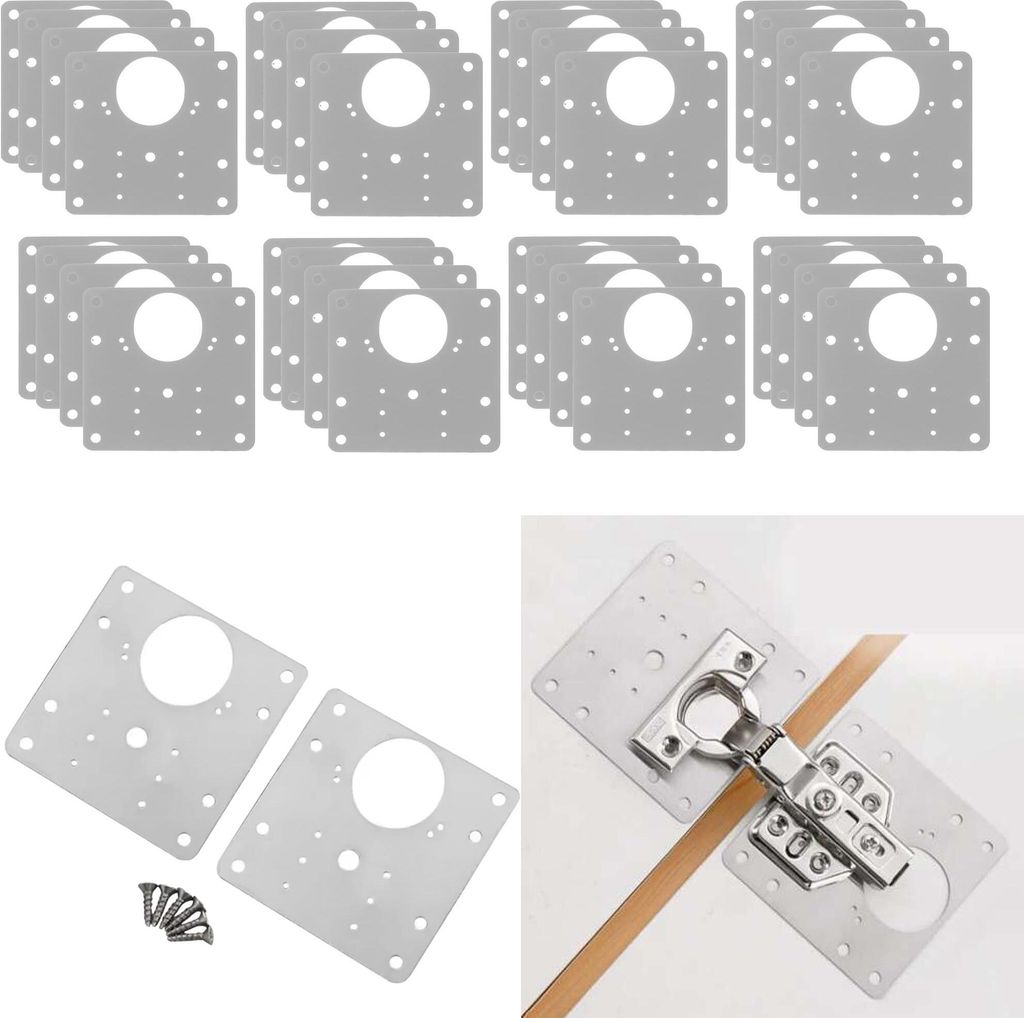 32x Scharnier Reparaturplatte Möbel Schrank Reparaturblech Reparatur Blech Platte