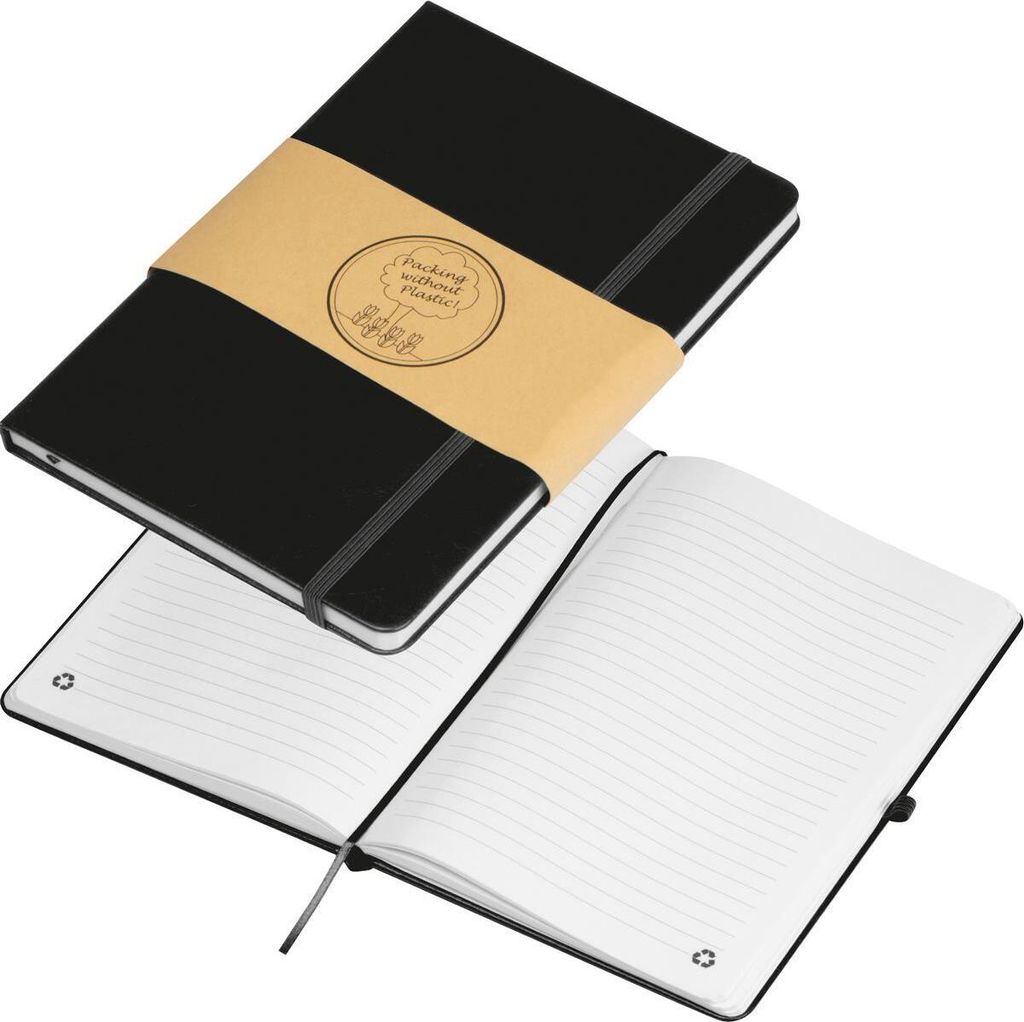 Notizbuch / Cover aus recyceltem Polyurethan/ DIN A5 / 192 Seiten / Farbe: schwarz
