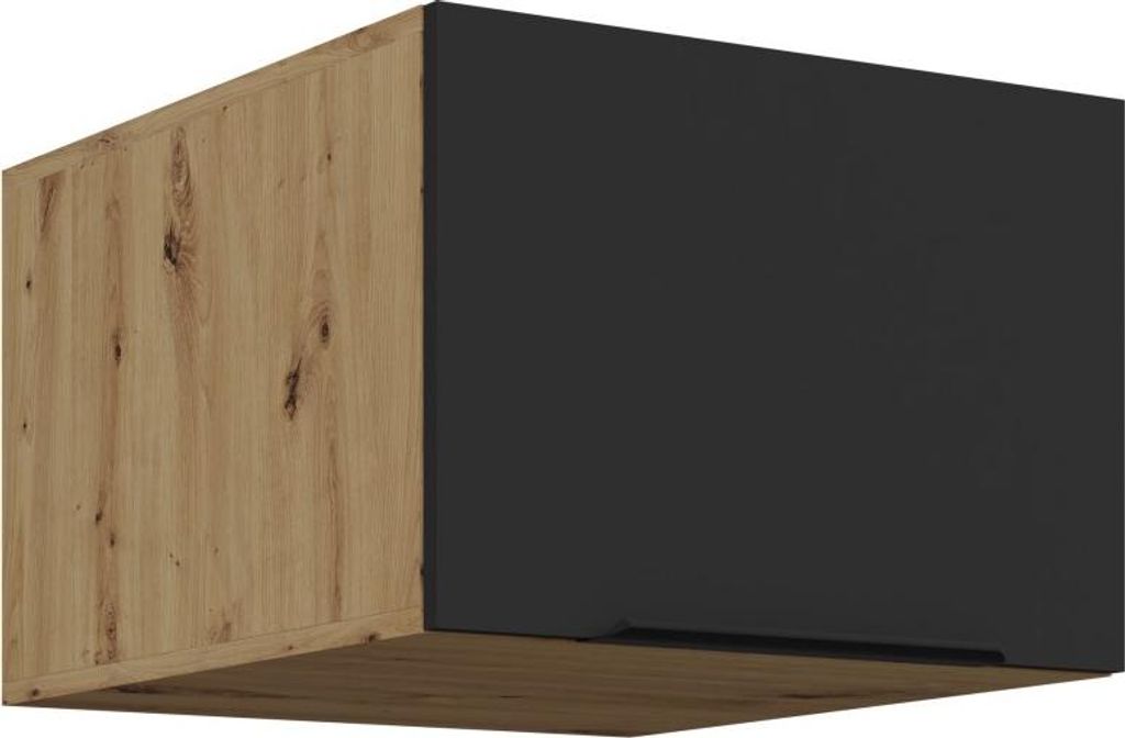 Hängeschrank mit Flügeltüren LUNARA – Breite 50 cm, schwarz/Eiche handwerklich gefertigt