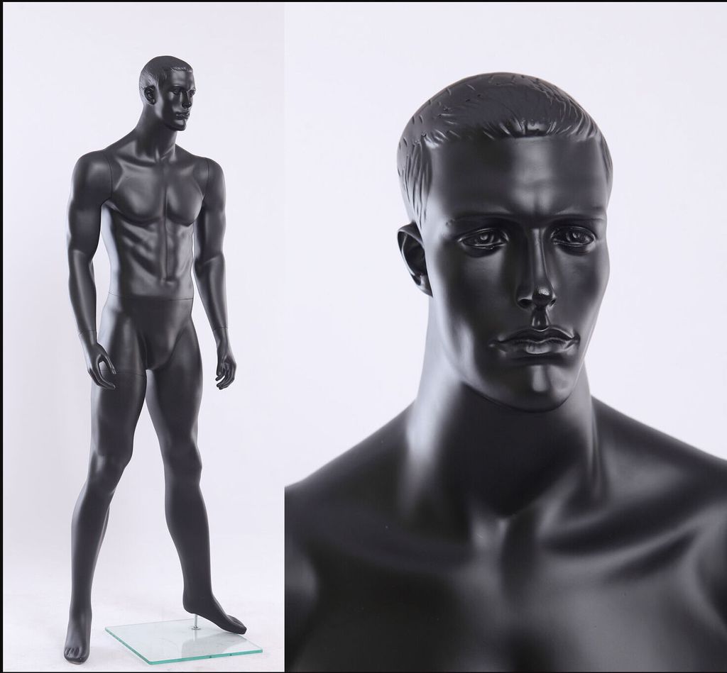 MA12-8 nero laccato opaco manichino astratto uomo Immagine del prodotto 