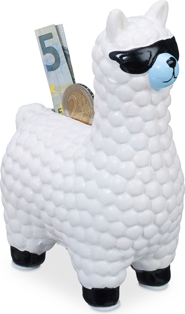 relaxdays Lama Spardose mit Sonnenbrille