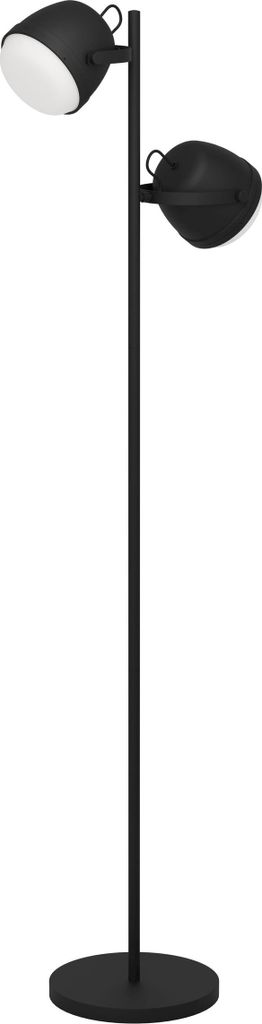 EGLO Stehlampe Upanema, Lampe Wohnzimmer, Standleuchte aus Stahl in schwarz, Glas geätzt in weiß, E27 Fassung