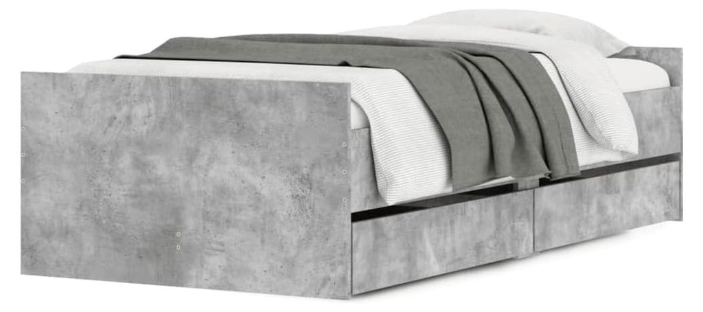 Bettgestell mit Schubladen in Betongrau 100x200 cm