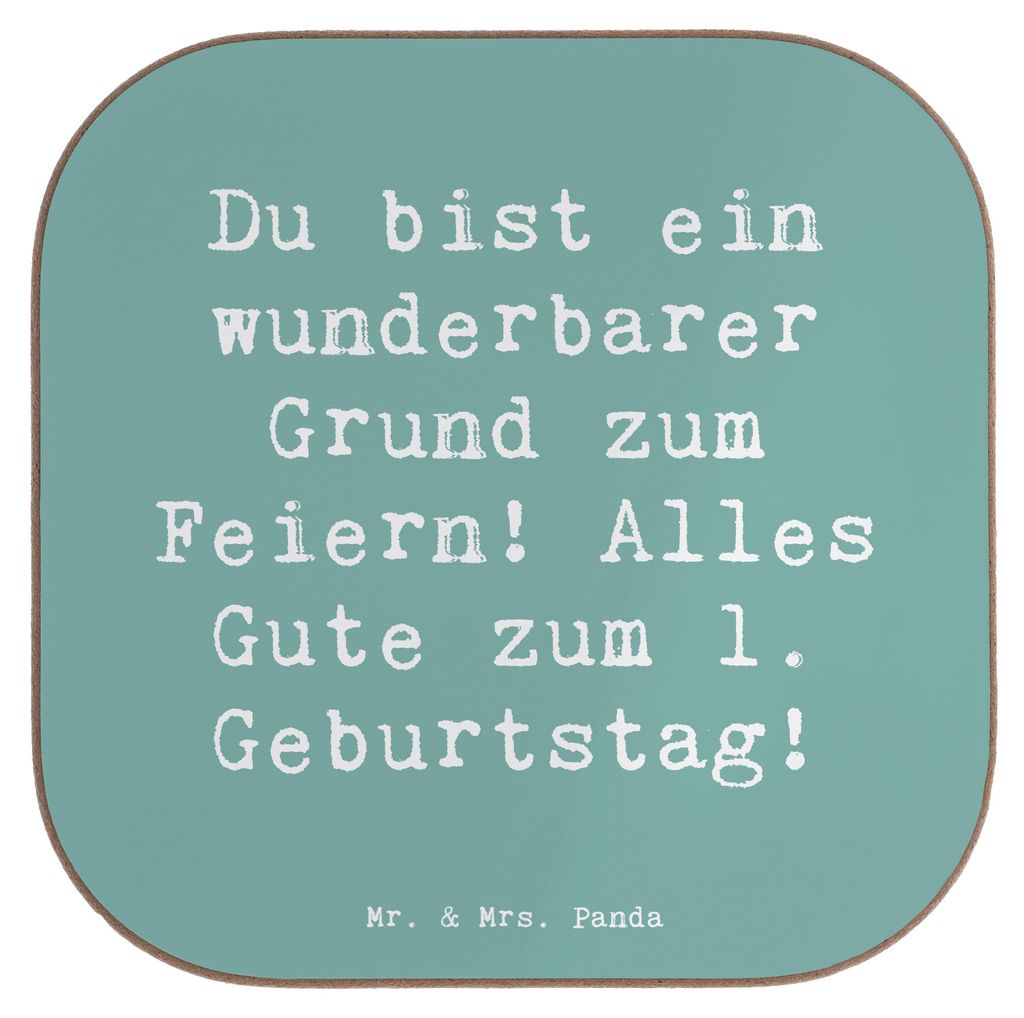 Mr. & Mrs. Panda Untersetzer für Gläser Spruch 1. Geburtstag Feiern - Meeresbrise - Geschenk, Coaster, Happy Birthday, liebevoller, Alter, gläse...