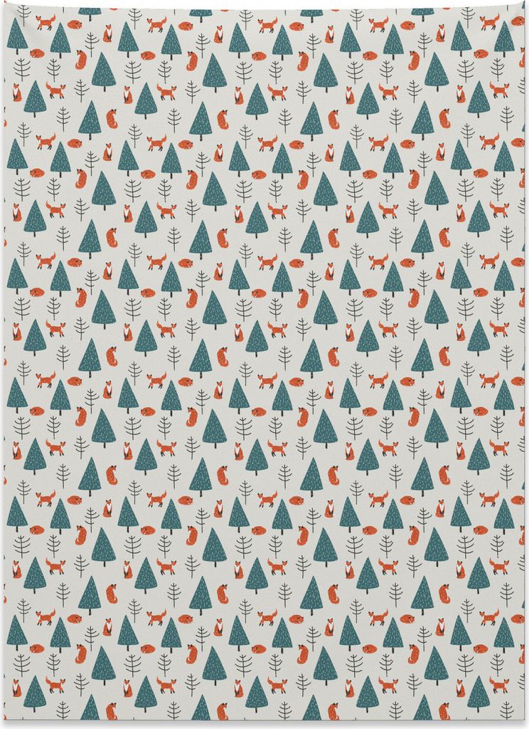 Abakuhaus Fuchs Wandteppich, Tag des verschneiten Winters im Wald aus Weiches Mikrofaser Stoff Kein Verblassen Klare Farben Waschbar, 110 x 150 cm,...