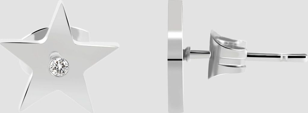Akzent Ohrstecker aus Edelstahl, Stern mit Similibesatz