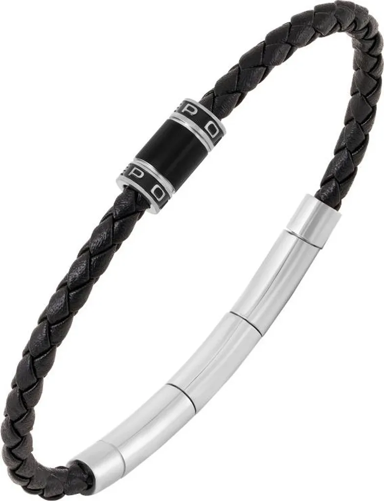 Bracelet Homme Police Cuir Noir 19 cm : Un Bijou Durable et Robuste