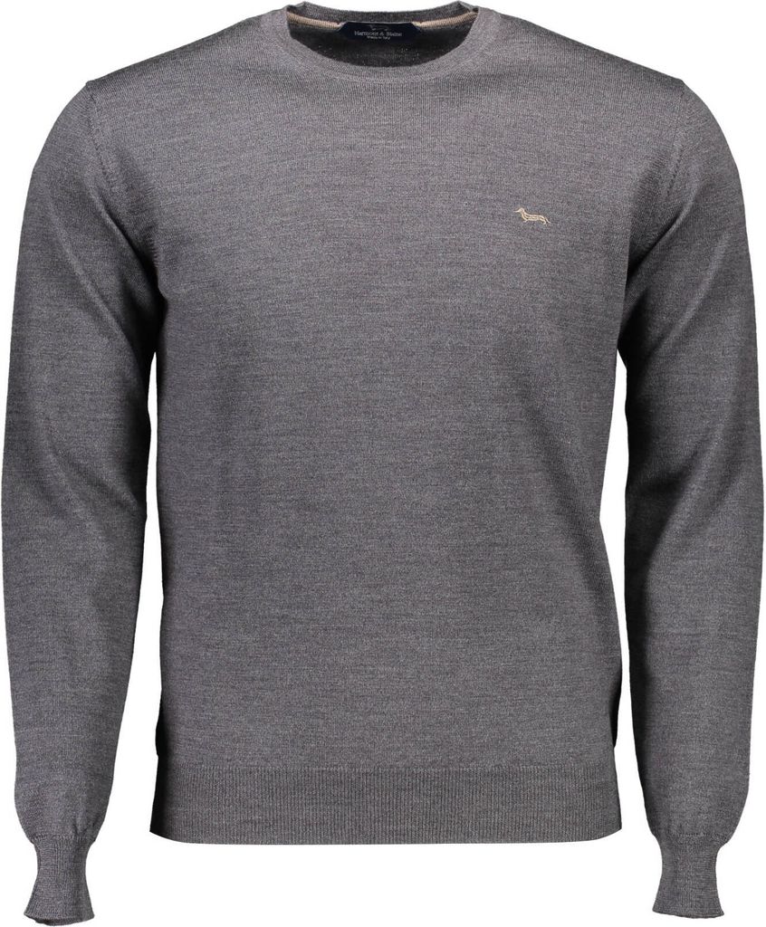 Grauer Herrenpullover mit Rundhalsausschnitt und Logo, Produktbild 