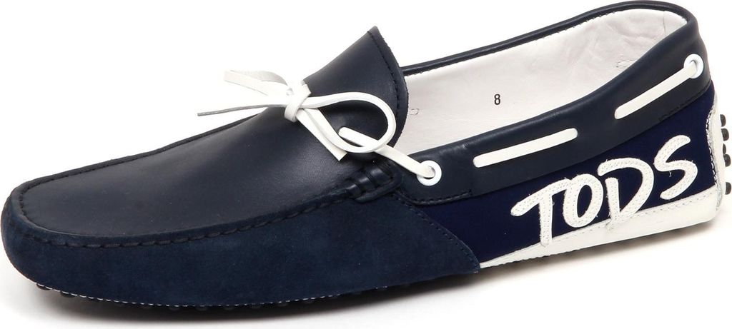 F0398 mocassino uomo blu/white TOD'S scarpe Gewebe/Lederschuh Mann