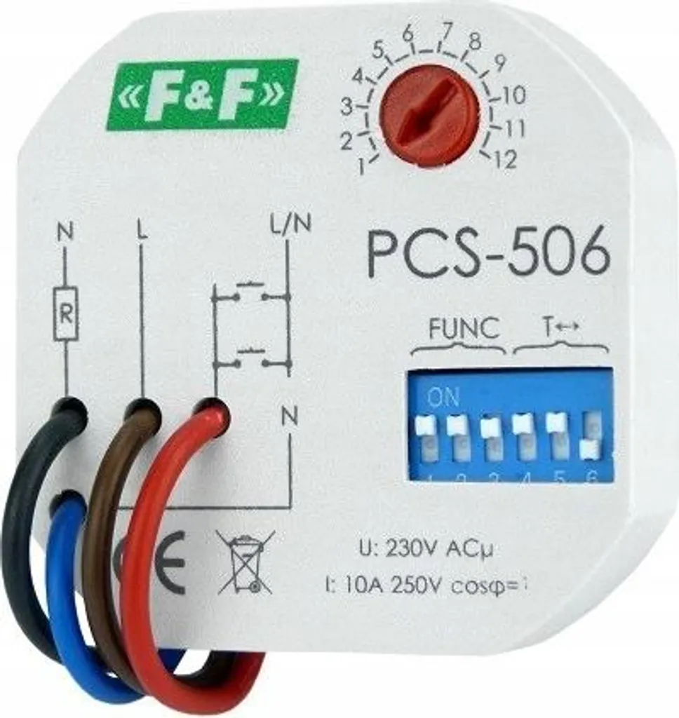 Relè orario Relè multifunzione Riscaldamento Illuminazione Relè con 8 funzioni Relè F&F PCS-506