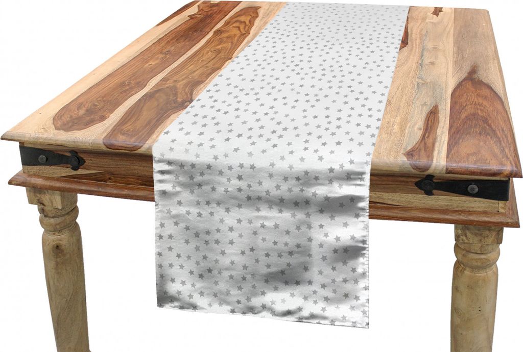 ABAKUHAUS Geometrisch Tischläufer, Fünfzackigen Stern Shapes, Esszimmer Küche Rechteckiger Dekorativer Tischläufer, 40 x 180 cm, Grau und Weiß