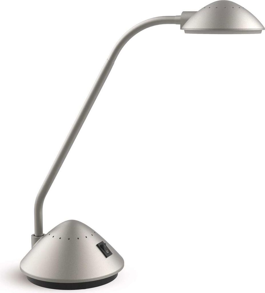 MAUL Tischleuchte MAULarc LED 3.000 K Standfuß silber Produktbild 
