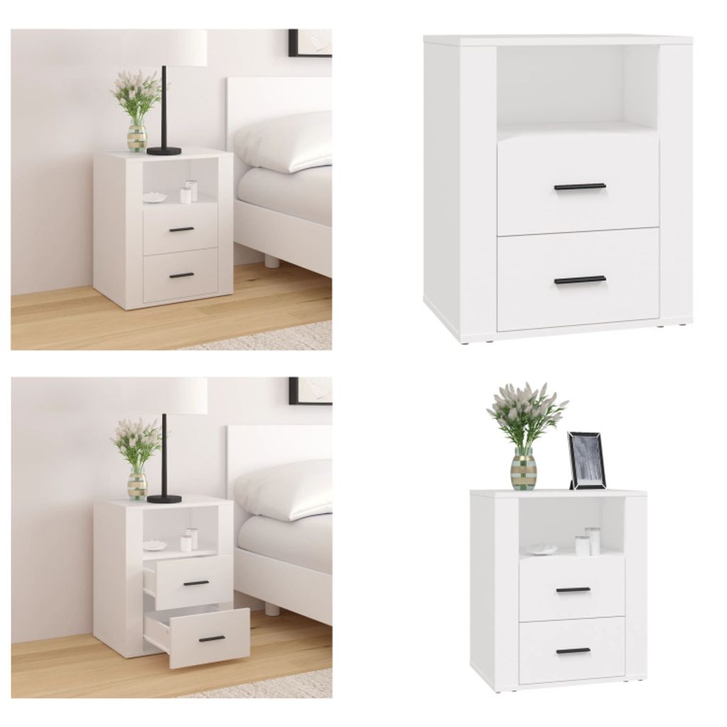 vidaXL Nachttisch Weiß 50x36x60 cm Holzwerkstoff - Nachttisch - Nachttische - Nachtschrank - Nachtkommode